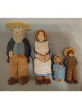 Vintage Ephraim 85 Pottery Family Figurines Mom Dad Brother Sister Folk Art READ